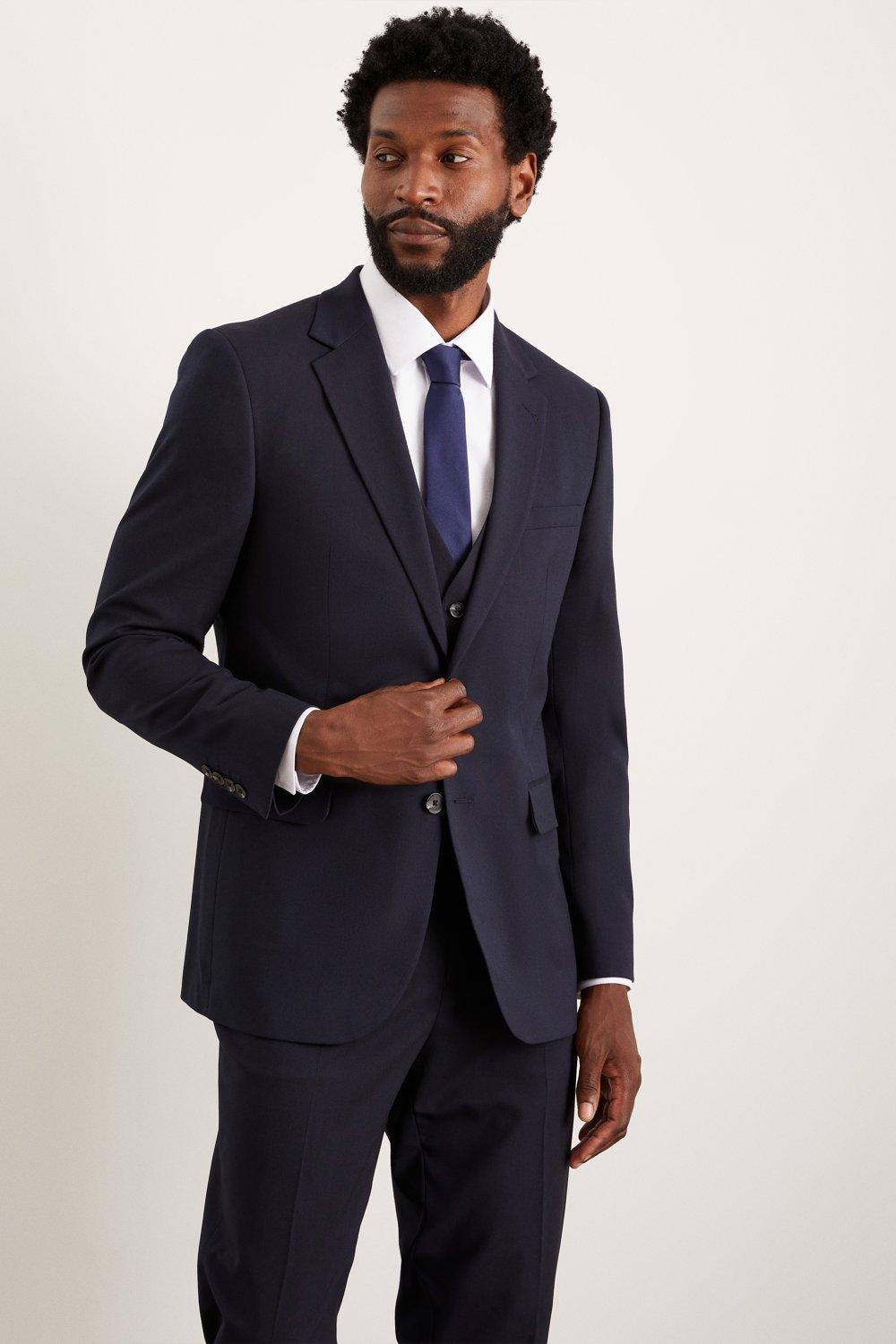 Mens Tailored Fit Navy Essential Suit Jacket