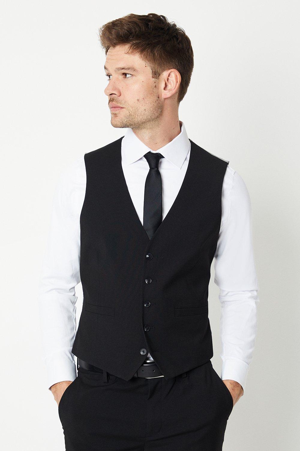 Mens Tailored Fit Black Essential Waistcoat