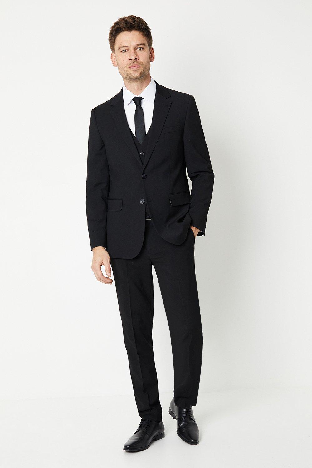 Mens Skinny Fit Black Essential Suit Trousers