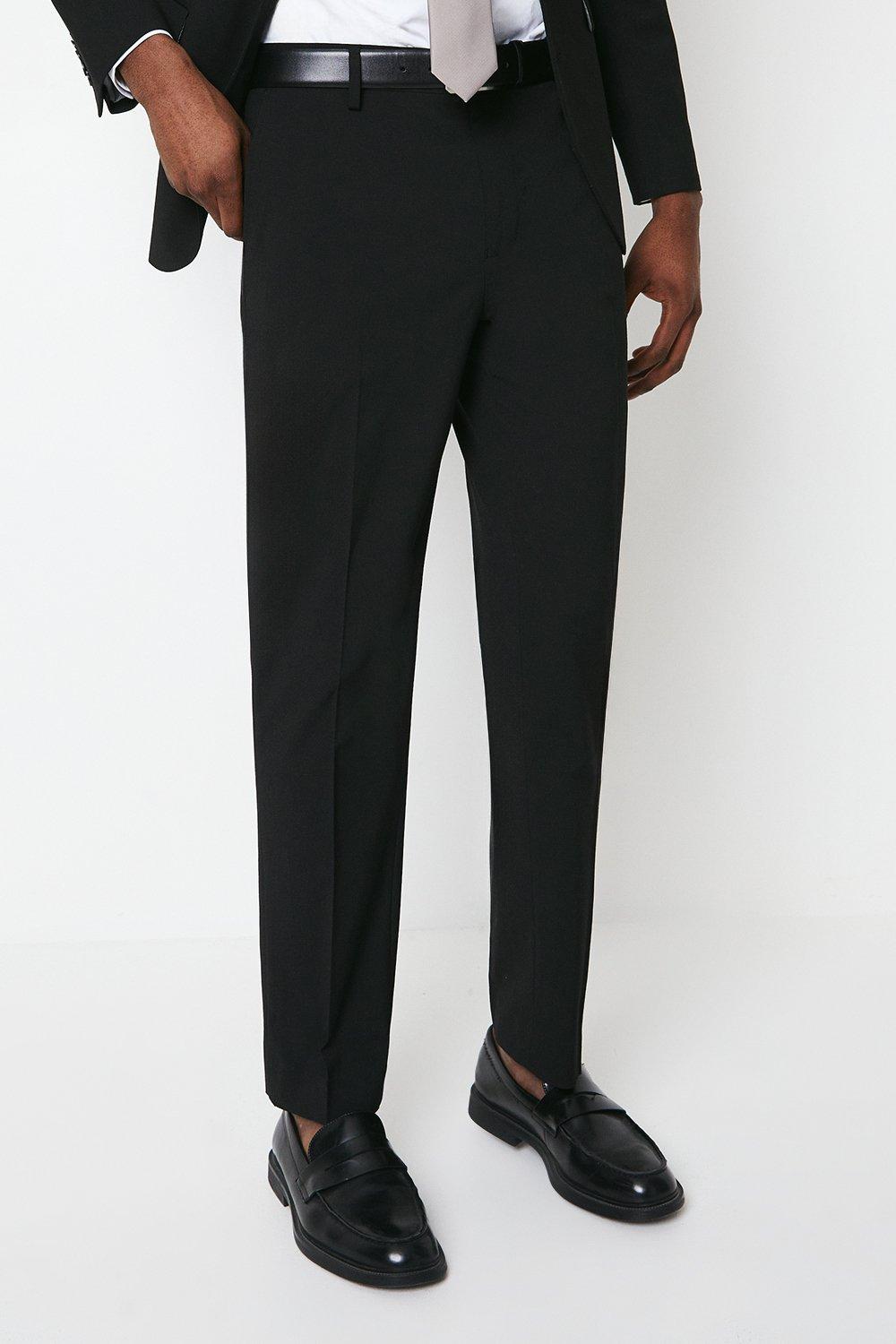Mens Tailored Fit Black Essential Suit Trousers