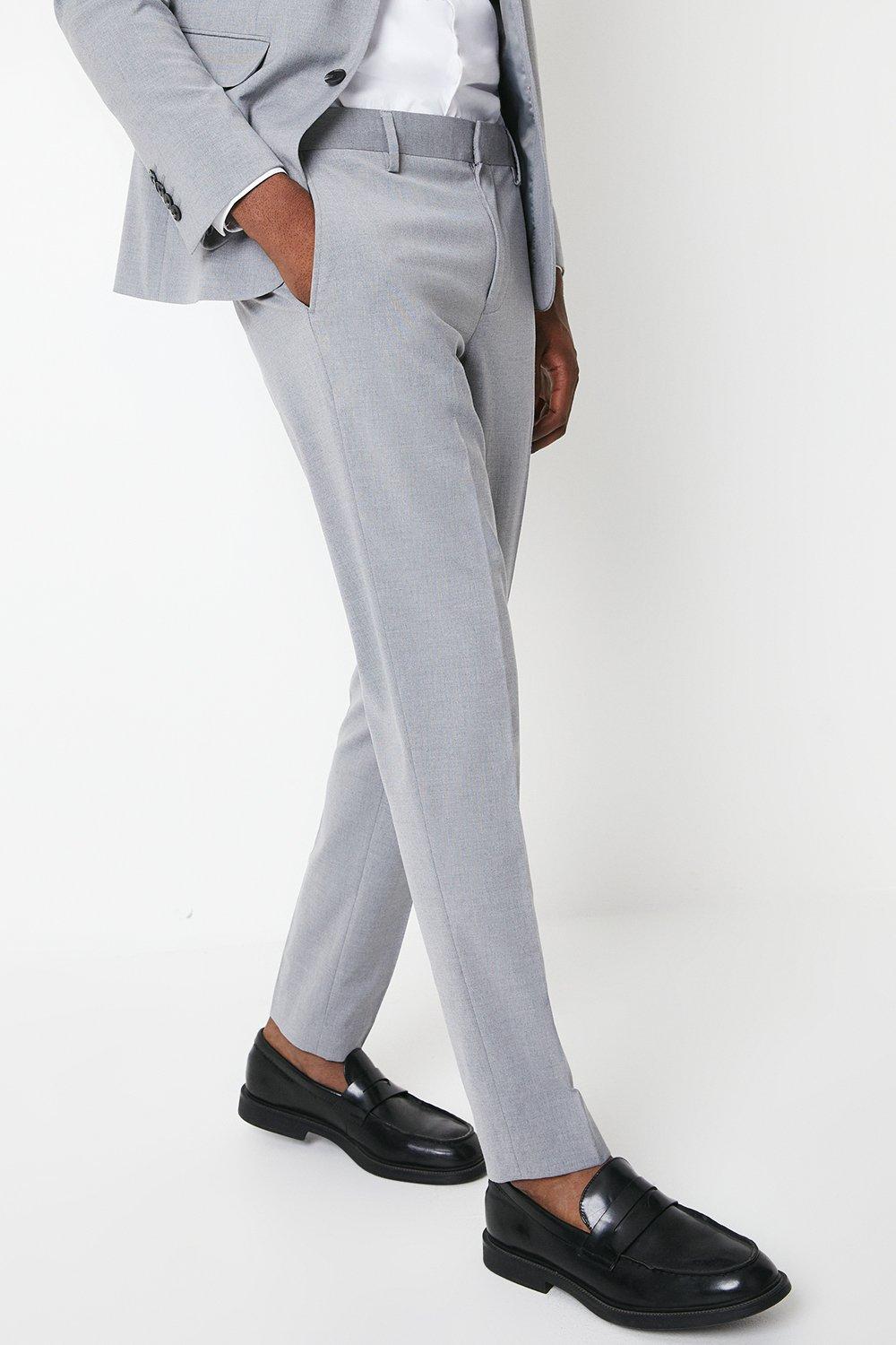 Mens Skinny Fit Light Grey Essential Suit Trousers