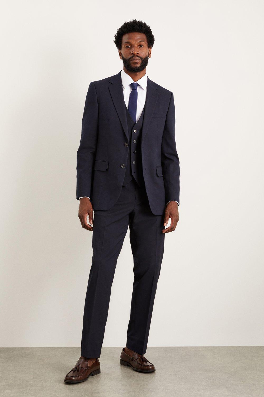 Mens Tailored Fit Navy Essential Suit Trousers