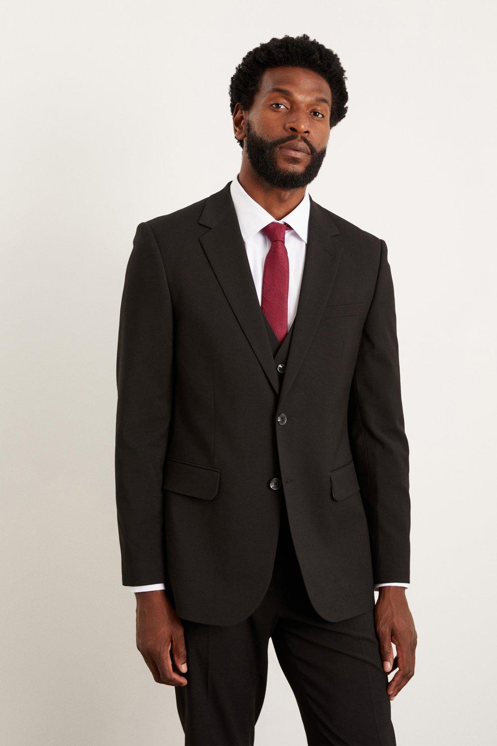 Mens Plus Tailored Fit Black Essential Suit Jacket