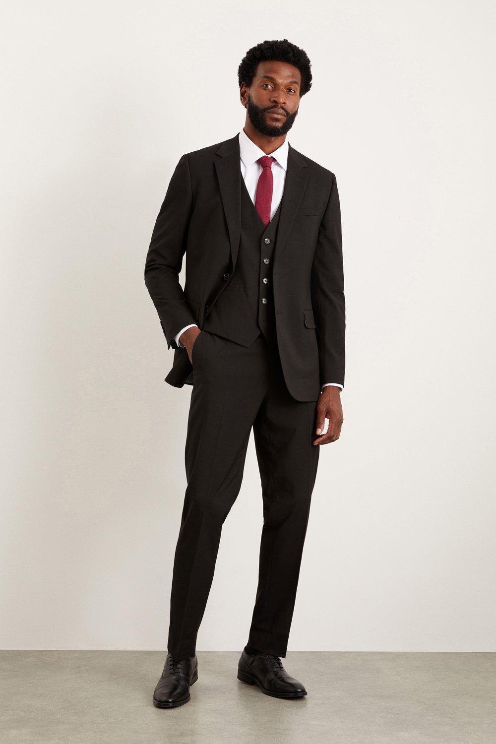 Mens Plus Tailored Fit Black Essential Suit Trousers
