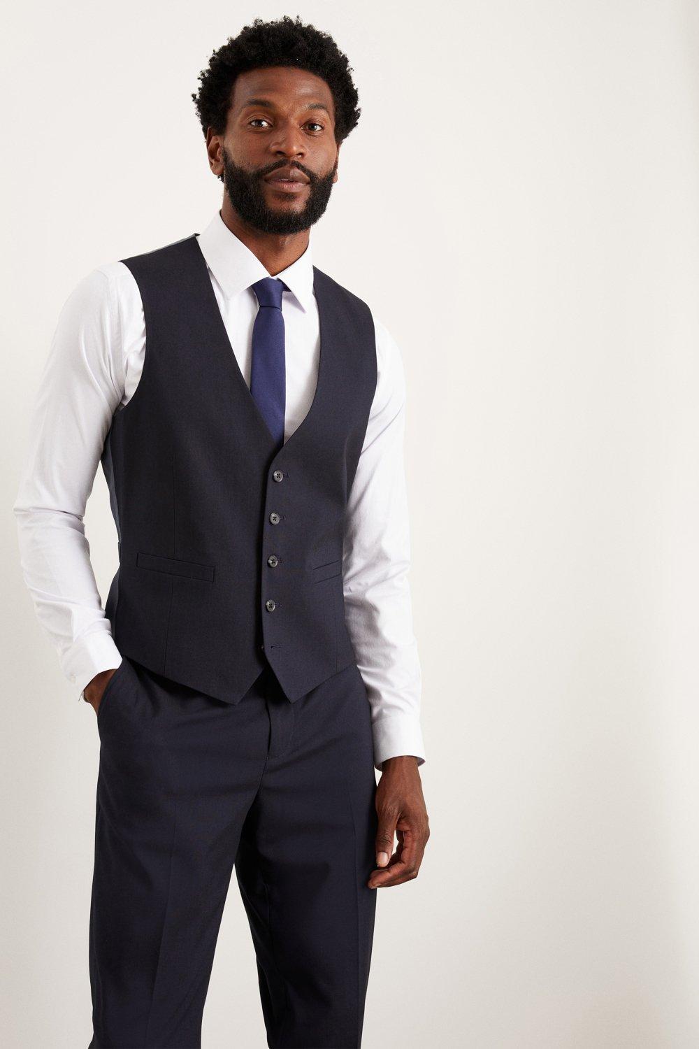 Mens Plus Tailored Fit Navy Essential Waistcoat