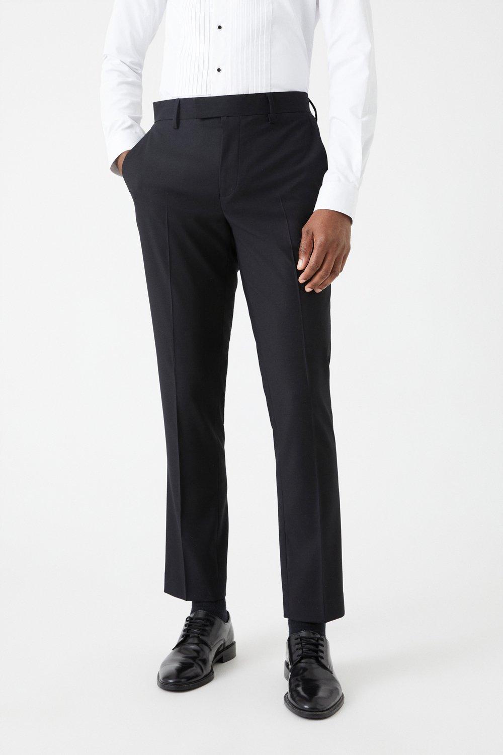 Mens Skinny Fit Black Tuxedo Suit Trousers product