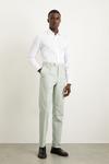 Burton Slim Fit Khaki Linen Suit Trousers thumbnail 1