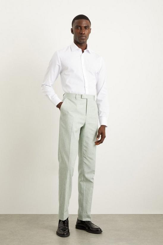 Burton Slim Fit Khaki Linen Suit Trousers 1