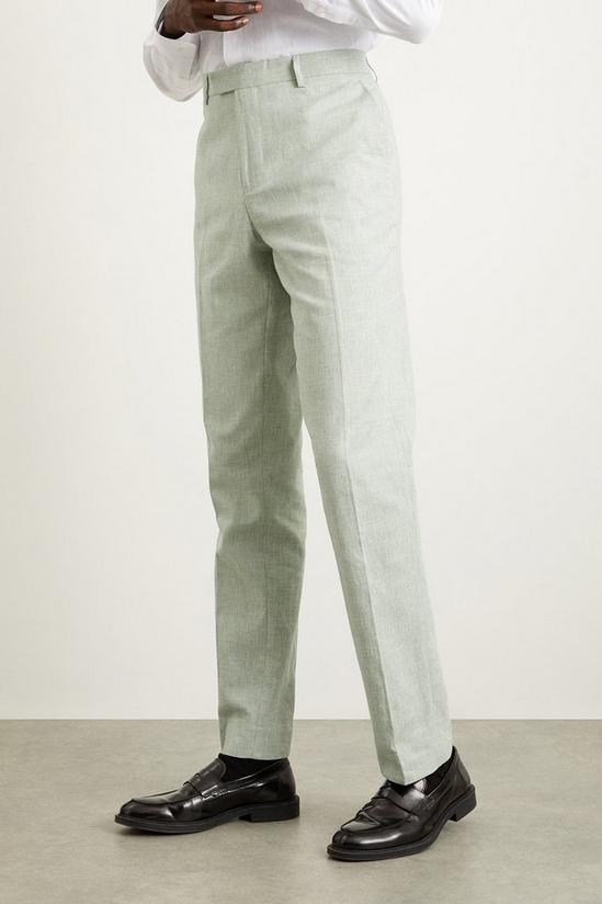 Burton Slim Fit Khaki Linen Suit Trousers 2