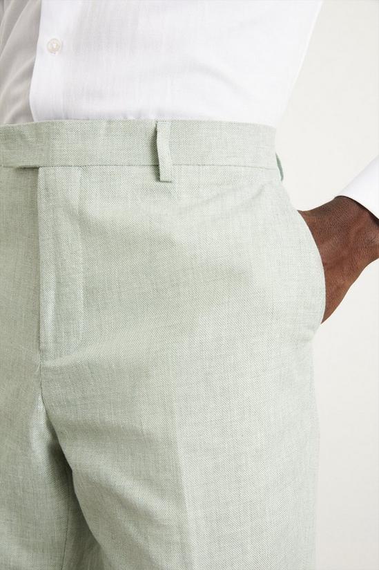 Burton Slim Fit Khaki Linen Suit Trousers 4