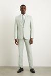 Burton Slim Fit Khaki Linen Suit Jacket thumbnail 1