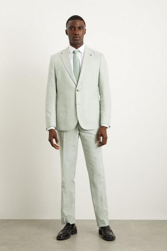 Burton Slim Fit Khaki Linen Suit Jacket 1