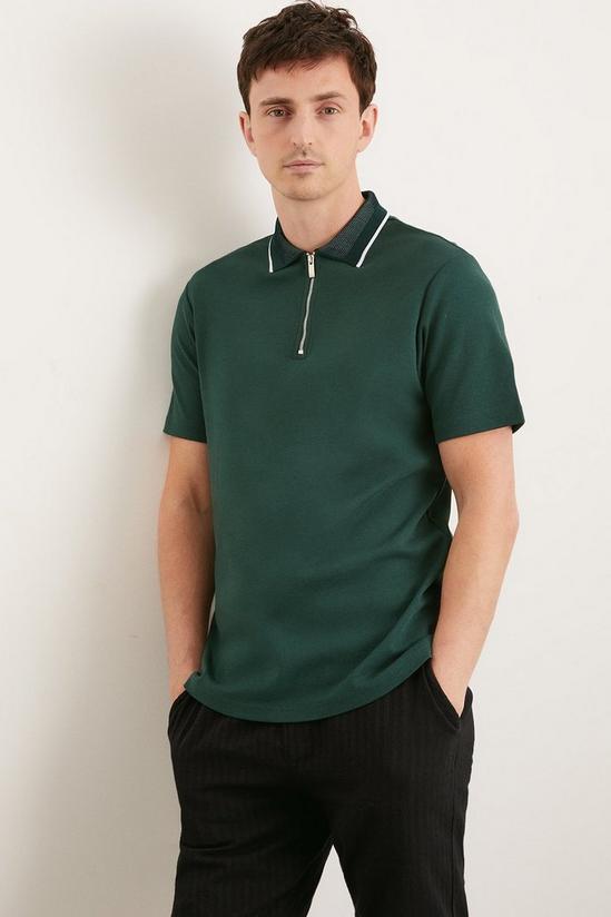 Burton Jacquard Collar Zip Polo Shirt 1
