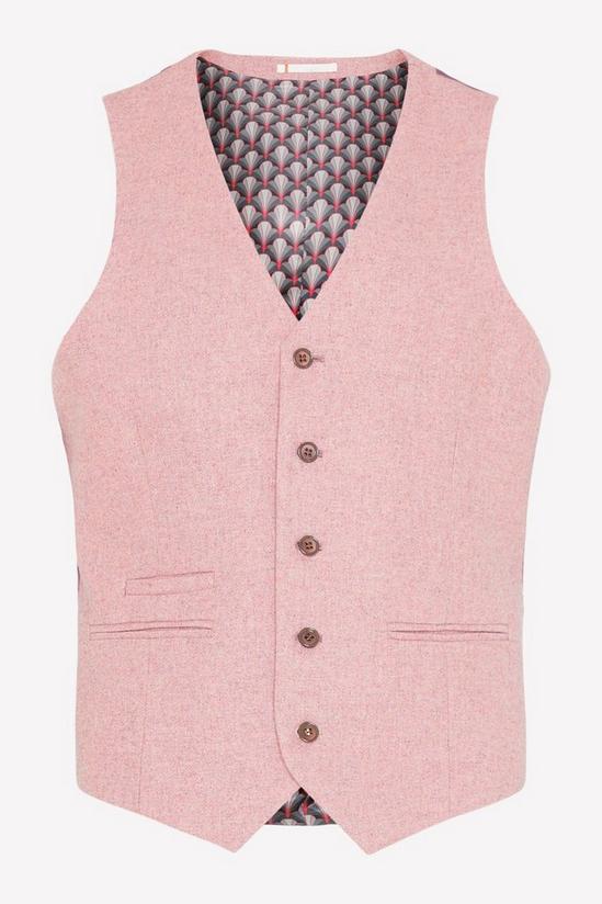 Burton Slim Fit Pink Tweed Suit Waistcoat 4