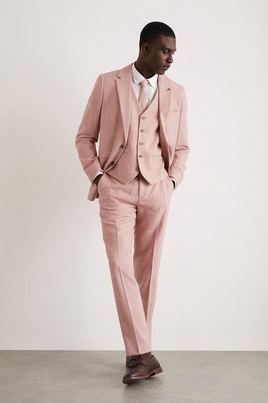 Burton Slim Fit Pink Tweed Suit Waistcoat 6