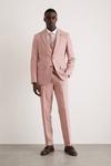Burton Slim Fit Pink Tweed Suit Jacket thumbnail 1