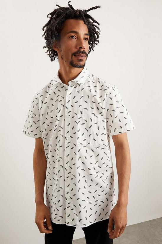 Burton White Feather Conversational Print Shirt 1