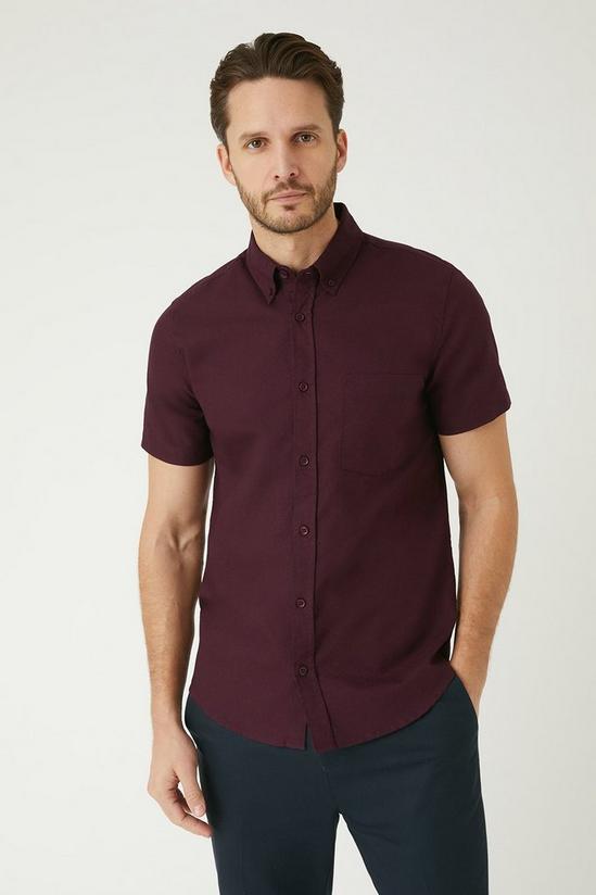Burton Burgundy Short Sleeve Oxford Shirt 1