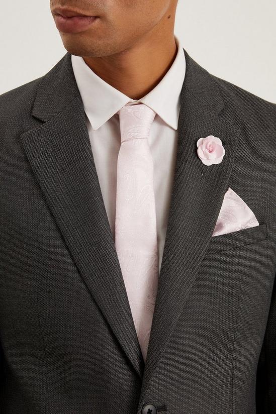 Burton Baby Pink Wedding Paisley Tie Set With Lapel Pin 1