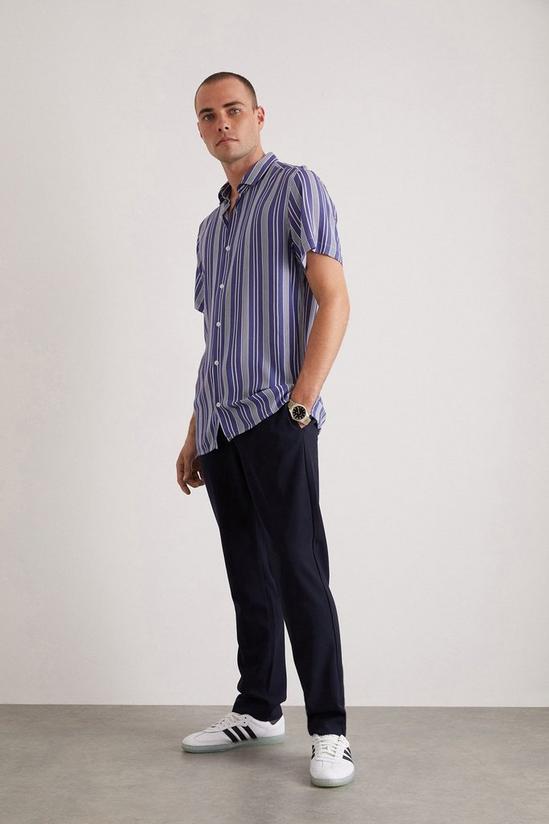 Burton Blue And White Viscose Varied Stripe Shirt 2