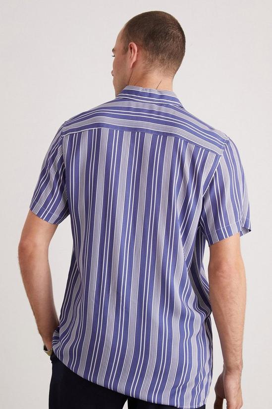 Burton Blue And White Viscose Varied Stripe Shirt 3