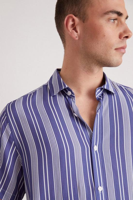 Burton Blue And White Viscose Varied Stripe Shirt 5