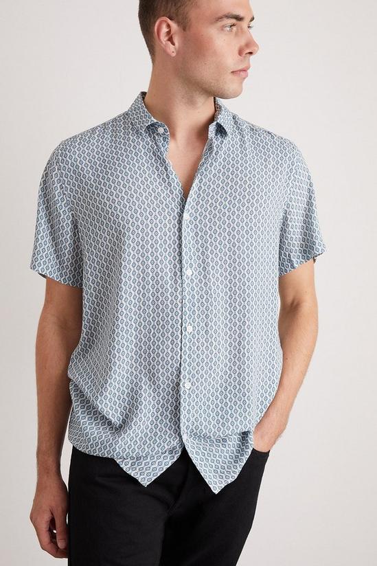 Burton Blue Geo Textured Print Shirt 1