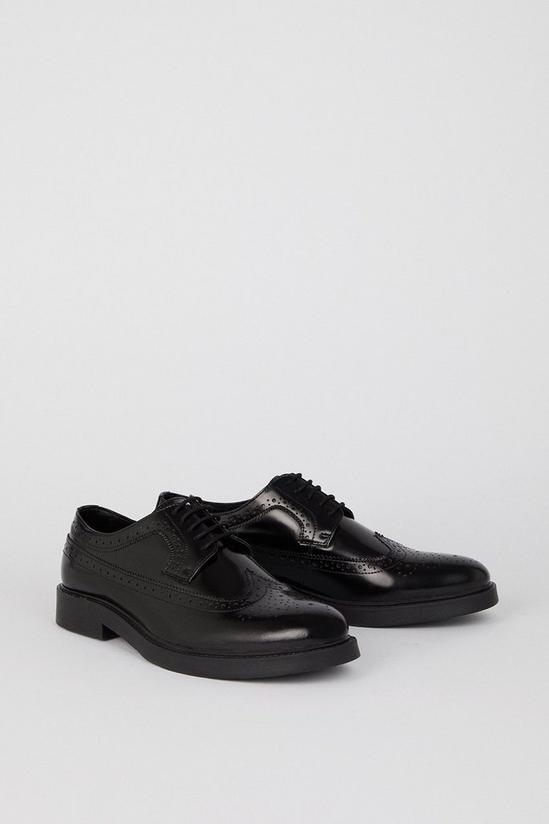 Burton Black Smart Leather Derby Brogue Shoes 3