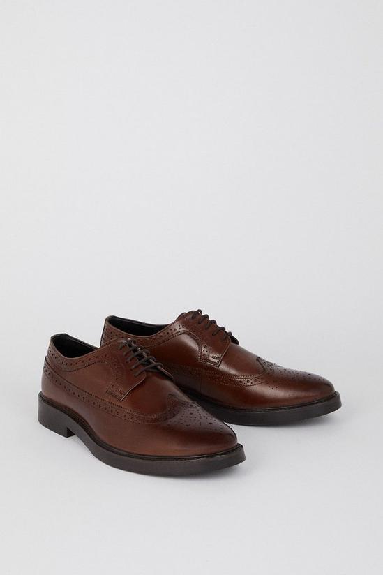 Burton Brown Smart Leather Derby Brogue Shoes 2