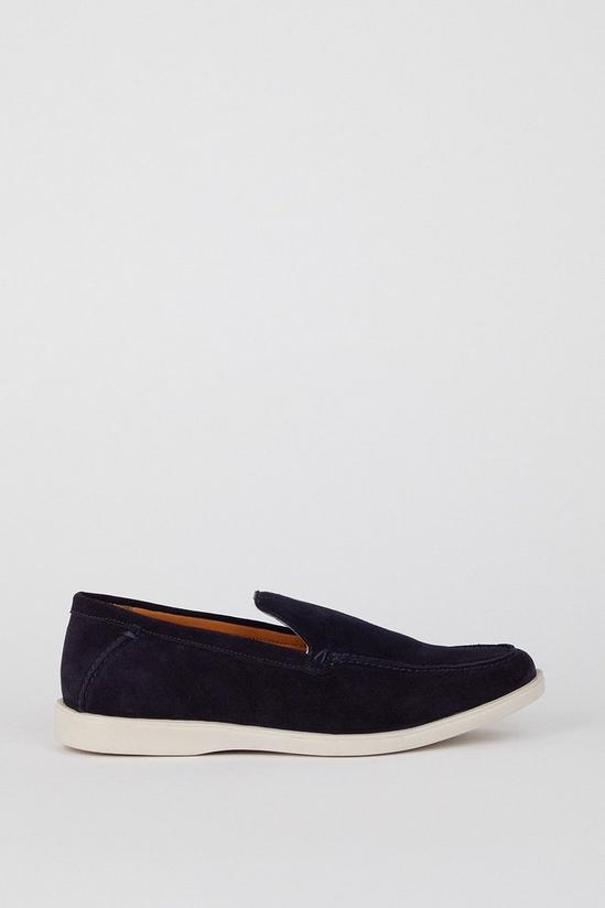 Burton Navy Wide Fit Suede Slip On Shoes 1
