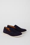 Burton Navy Wide Fit Suede Slip On Shoes thumbnail 2