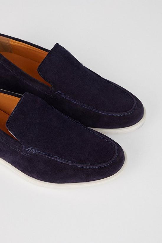 Burton Navy Wide Fit Suede Slip On Shoes 3