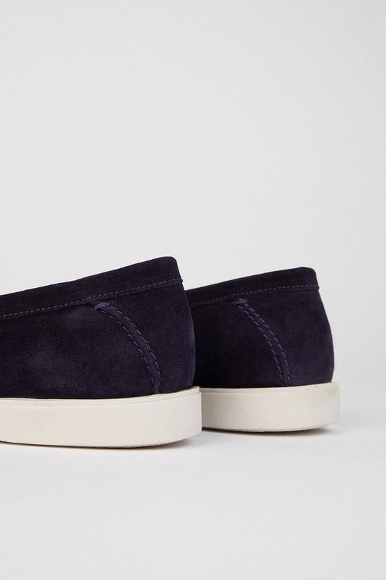 Burton Navy Wide Fit Suede Slip On Shoes 4