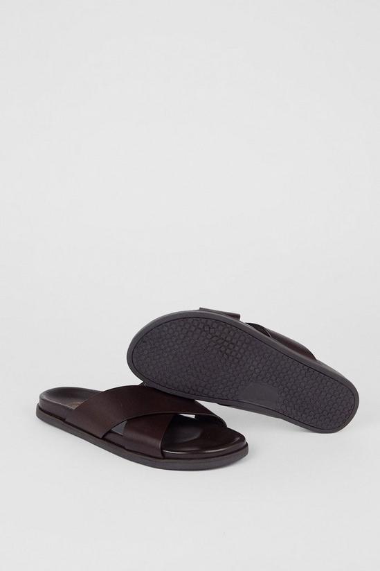 Burton Brown Leather Crossover Strap Sandals 3