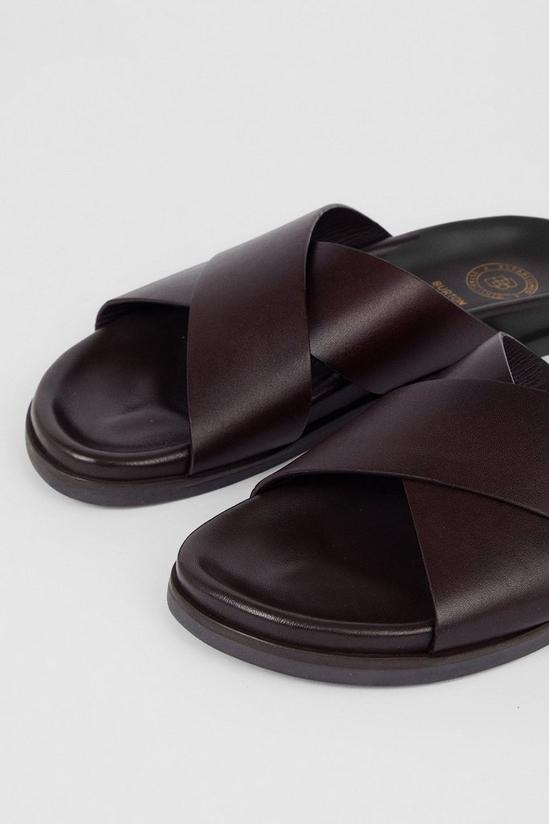 Burton Brown Leather Crossover Strap Sandals 4