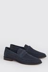 Burton Navy Leather Basket Weave Loafers thumbnail 2