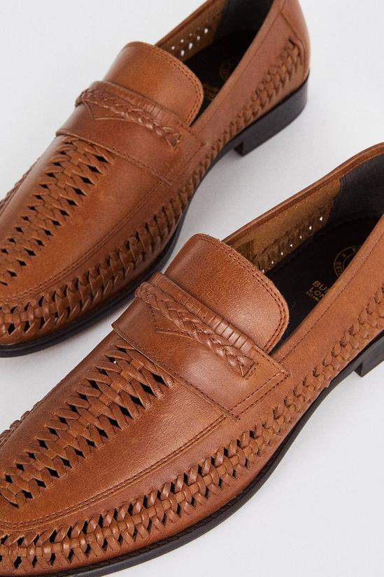 Burton Brown Leather Basket Weave Loafers 2