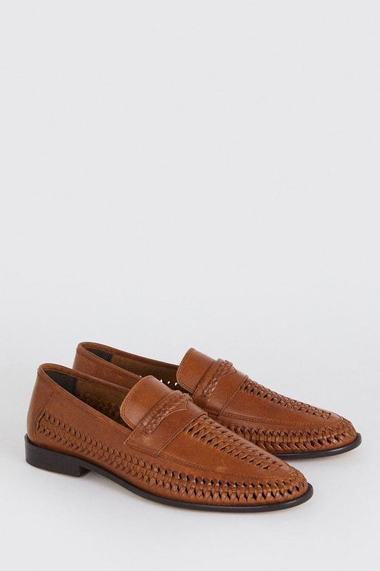 Burton Brown Leather Basket Weave Loafers 3