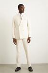 Burton Slim Fit Stone Linen Blend Double Breasted Suit Jacket thumbnail 1