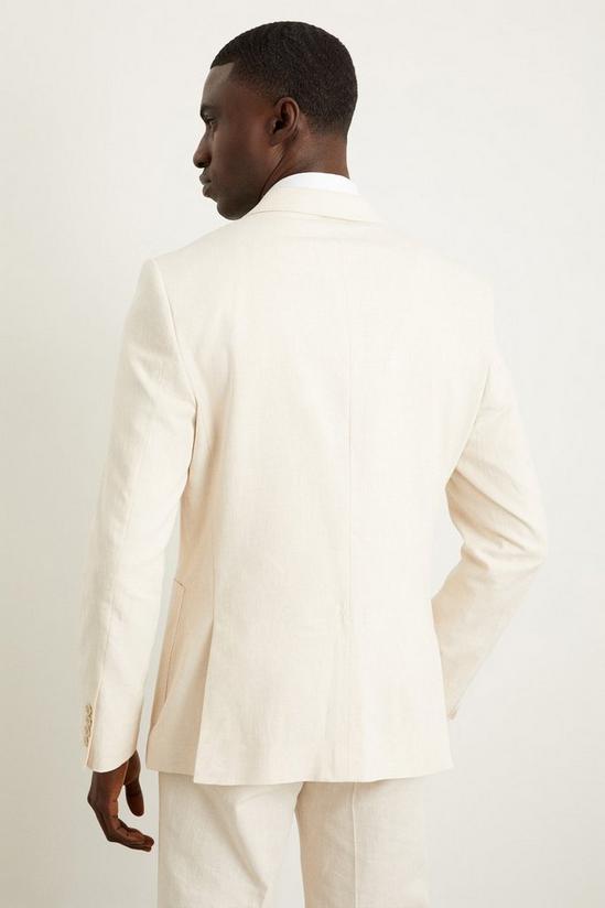 Burton Slim Fit Stone Linen Blend Double Breasted Suit Jacket 3
