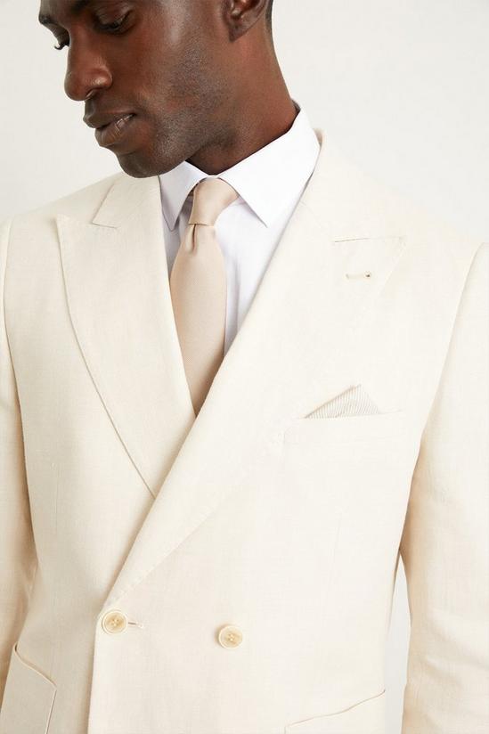 Burton Slim Fit Stone Linen Blend Double Breasted Suit Jacket 4