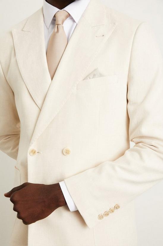 Burton Slim Fit Stone Linen Blend Double Breasted Suit Jacket 5