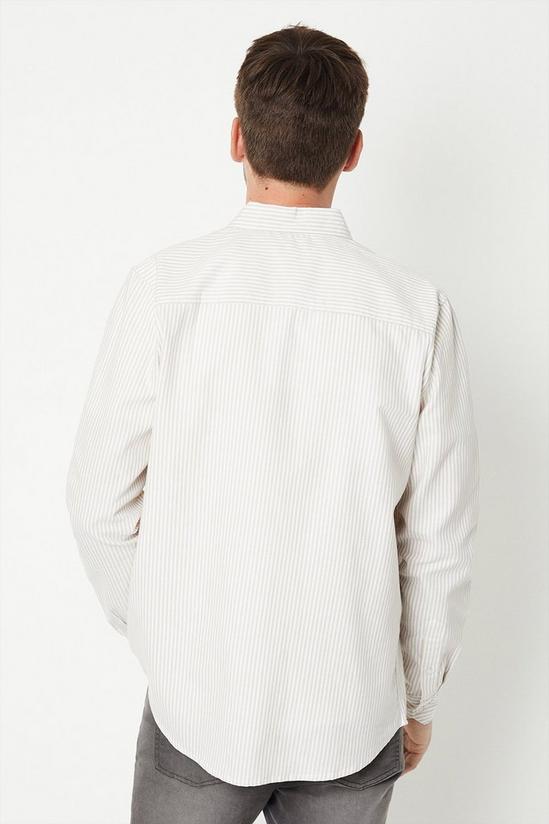 Burton Ecru And Stone Long Sleeve Stripe Oxford Shirt 3