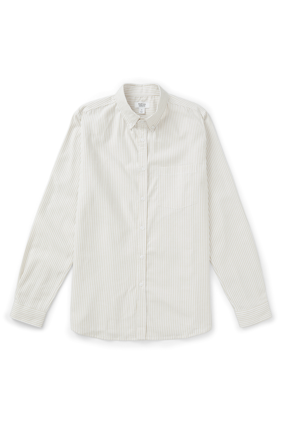 Burton Ecru And Stone Long Sleeve Stripe Oxford Shirt 4
