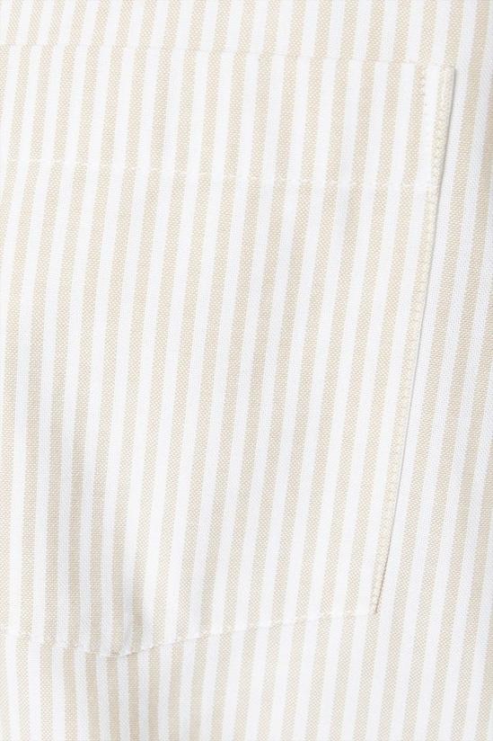 Burton Ecru And Stone Long Sleeve Stripe Oxford Shirt 6