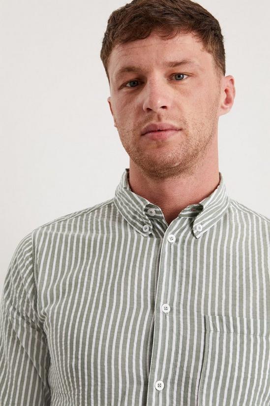 Burton Green Long Sleeve Striped Pocket Shirt 1
