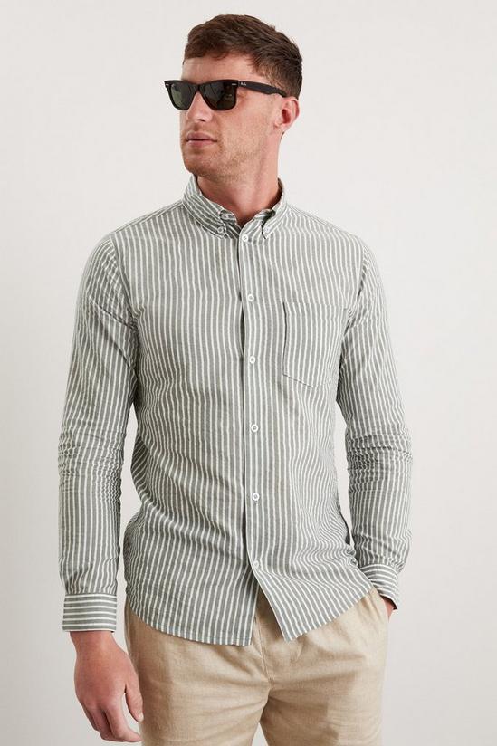 Burton Green Long Sleeve Striped Pocket Shirt 5