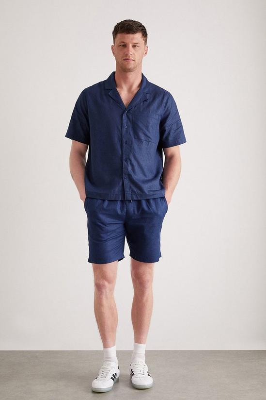 Burton Navy Short Sleeve Linen Pocket Shirt 3