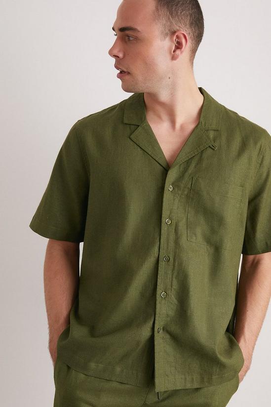 Burton Khaki Short Sleeve Linen Pocket Shirt 1