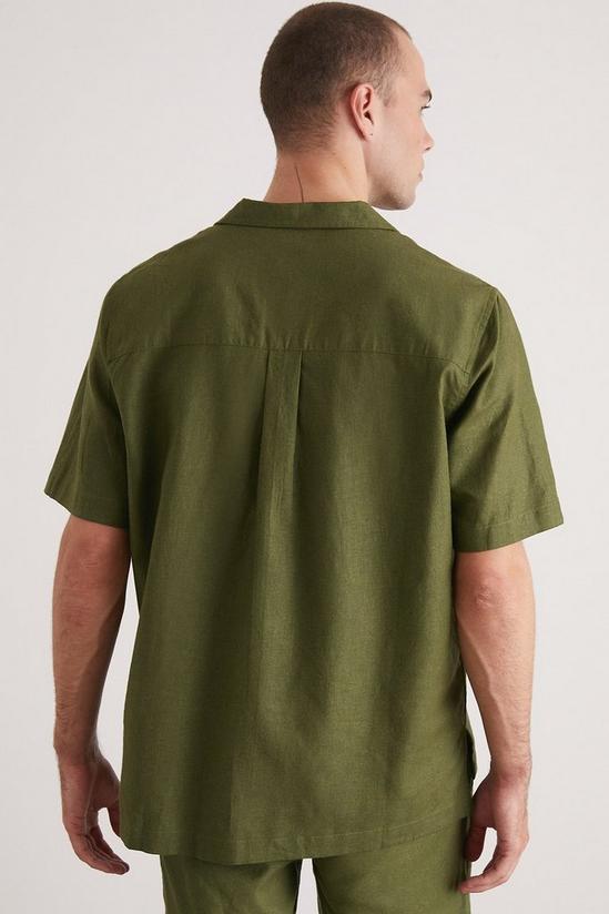 Burton Khaki Short Sleeve Linen Pocket Shirt 3